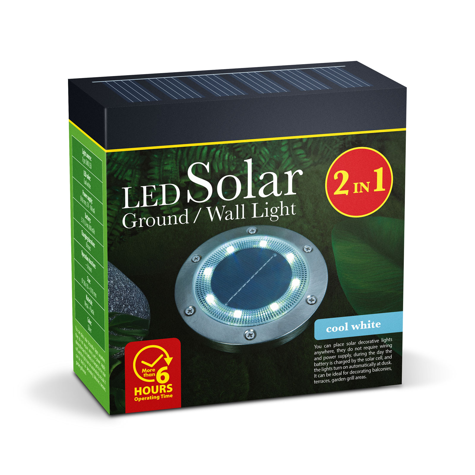 Lampa solara LED perete gradina, 12 cm, 8 LED SMD alb rece, exterior, incarcare automata IP rezisten [4]