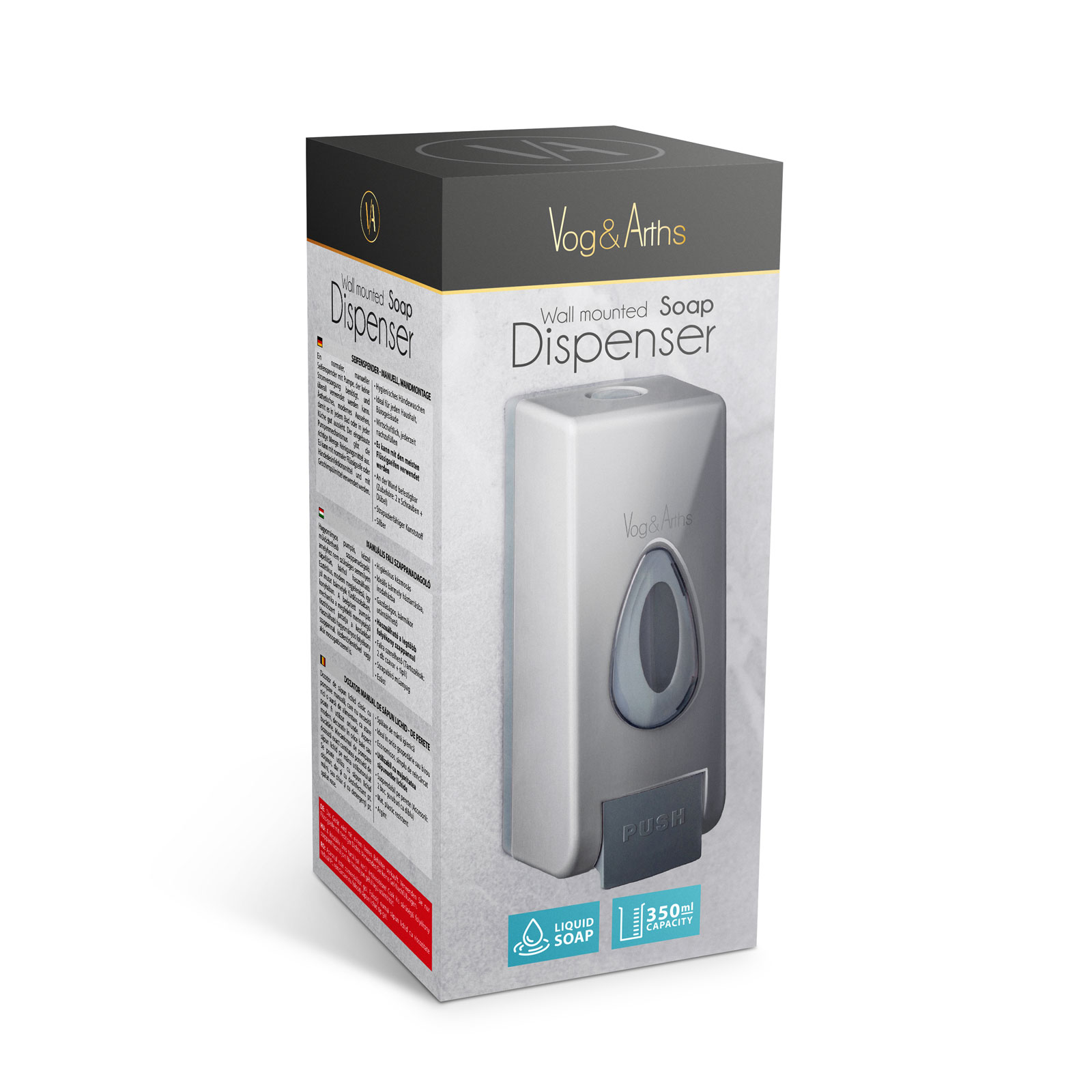 Dozator de săpun cu pompă manuală - 350 ml - perete - argintiu [4]