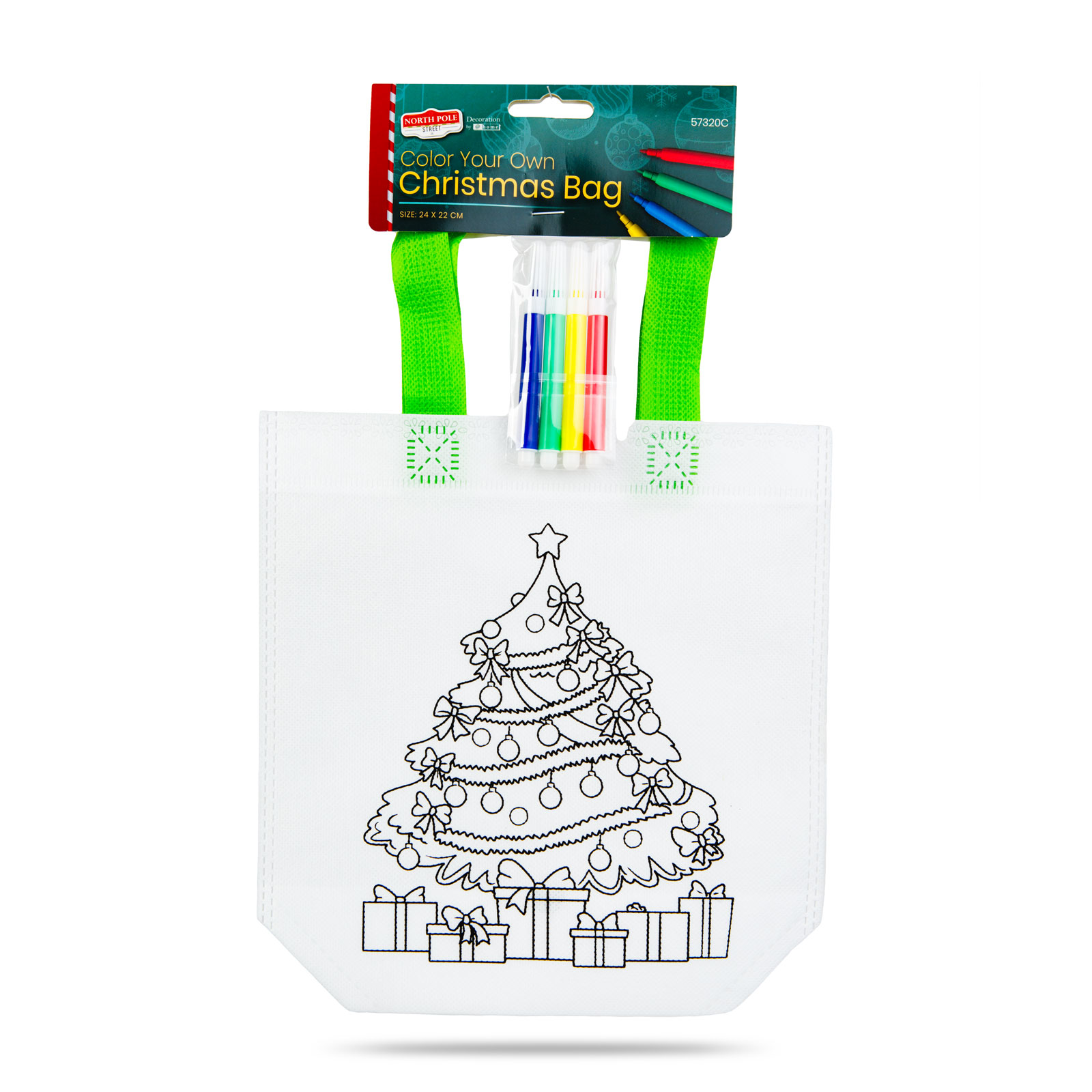 Geantă de colorat - de Crăciun - cu 4 carioci - 24 x 22 cm - 6 modele [2]