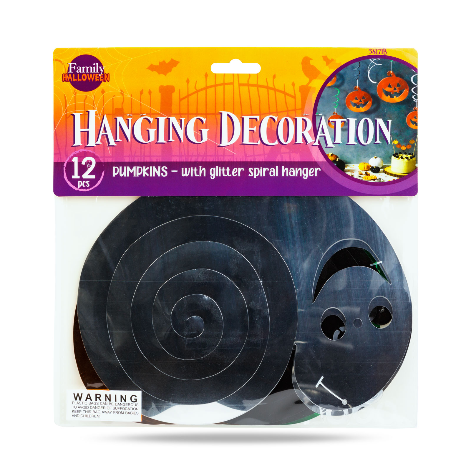 Set decor de Halloween - 12 dovleci - umeraș spiralat cu sclipici [4]