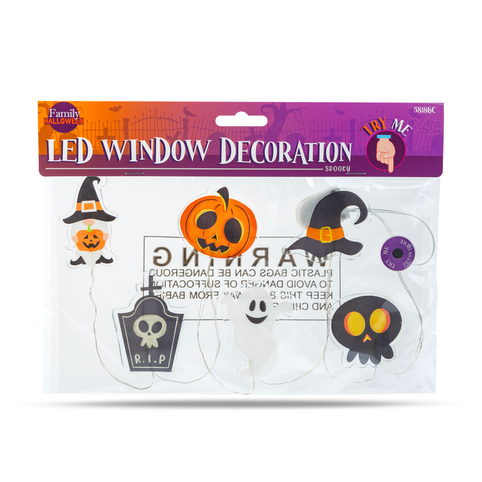 Decoratiune LED Halloween pentru fereastră - gel - forme multiple - 85 cm [4]