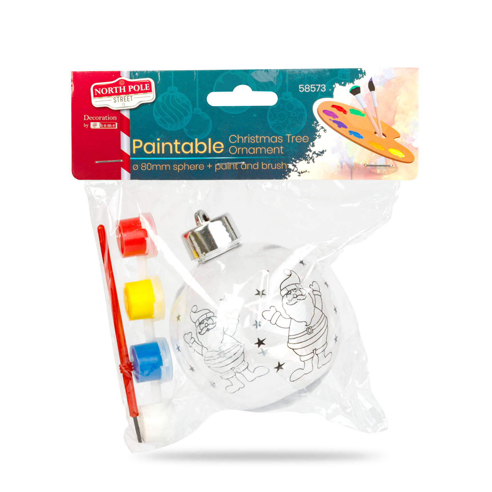 Ornament pentru brad de Crăciun - poate fi pictat - sferă + vopsea și pensulă - 80 mm [3]