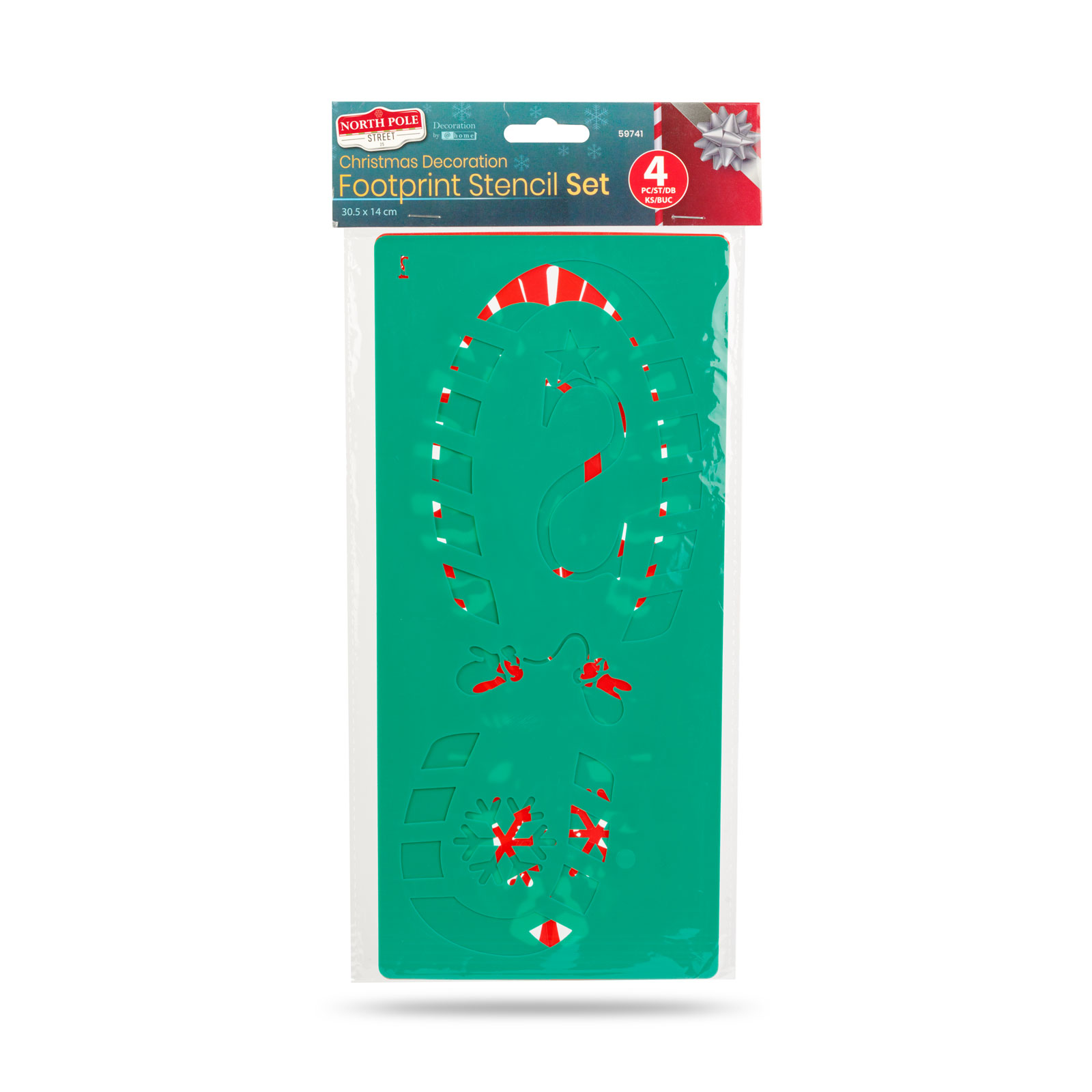 Decorațiune de Crăciun - set de șabloane pentru urme de pași - plastic - 30,5 x 14 cm - 4 buc / pach [4]