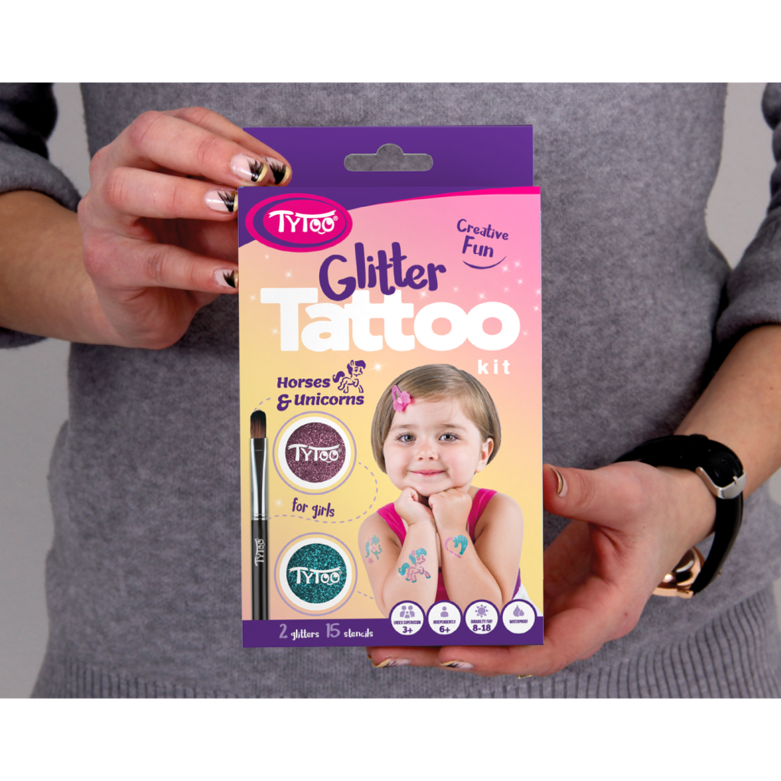 Cai și unicorni cu set de tatuaje sclipici [4]