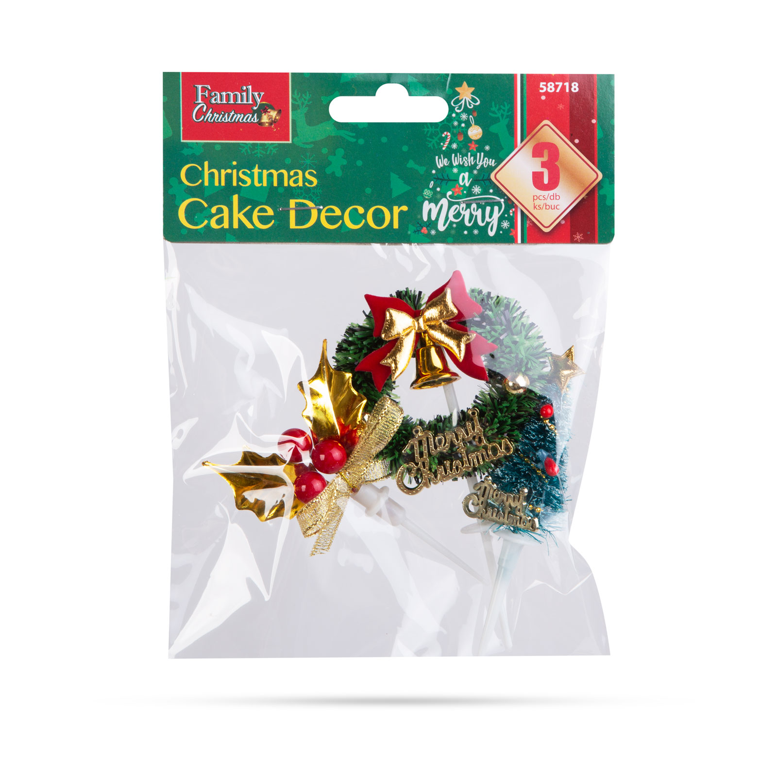 Decor tort de Crăciun 3D - 10 cm - 2 tipuri - 3 buc. /pachet [5]