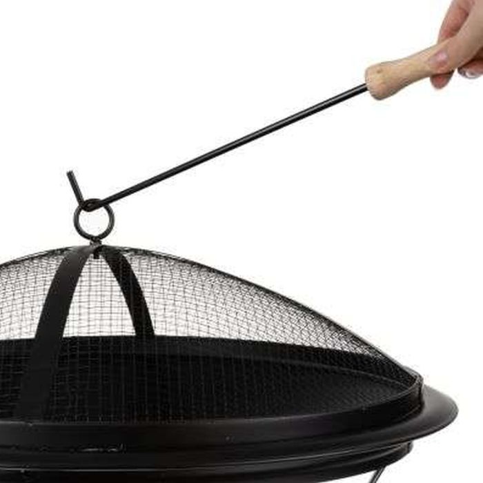 Gratar de gradina cu capac, 56 cm, negru, cu sita si tija, exterior, picnic, BBQ [5]