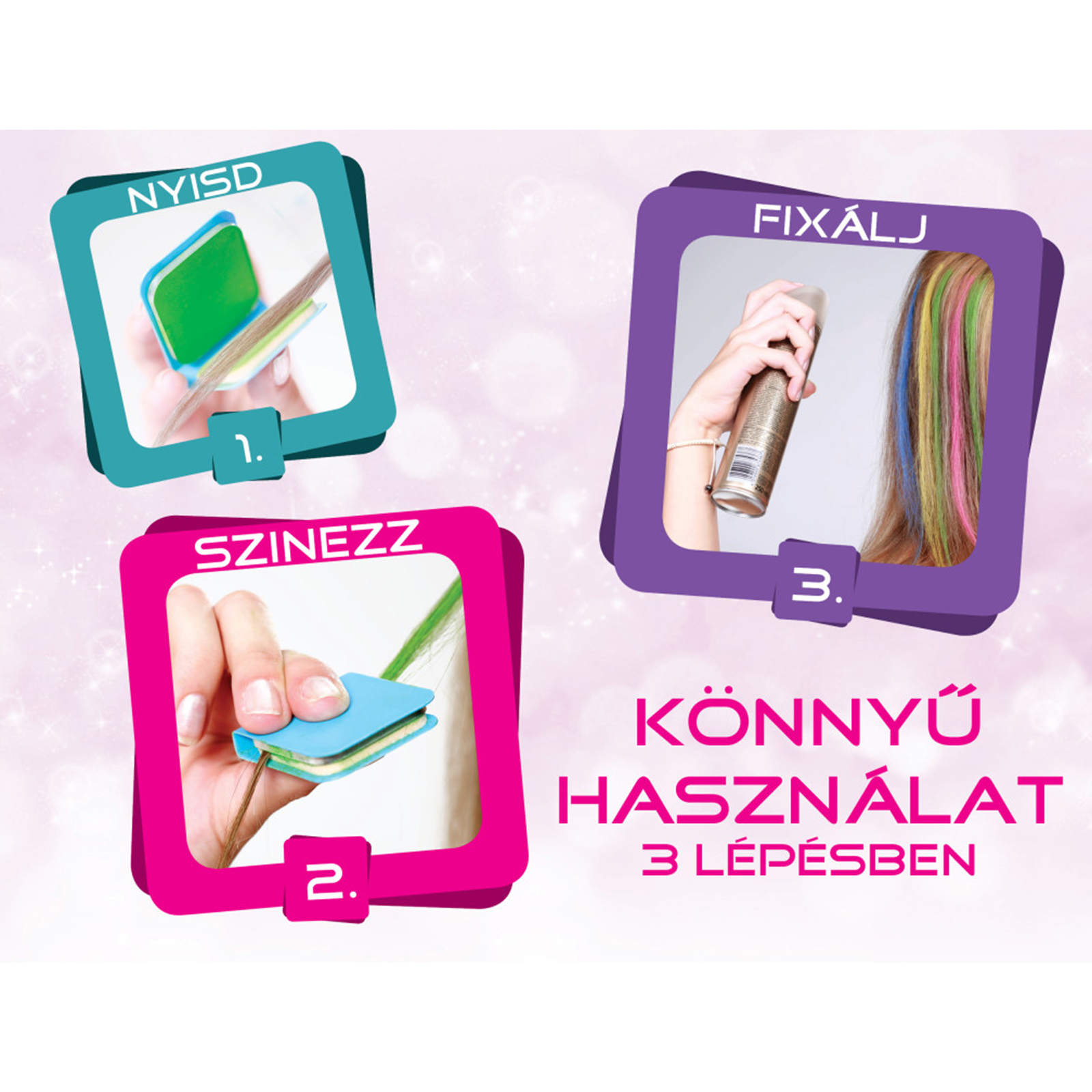 Creta de colorat parul - 4 culori - "Wave Rainbow" [5]