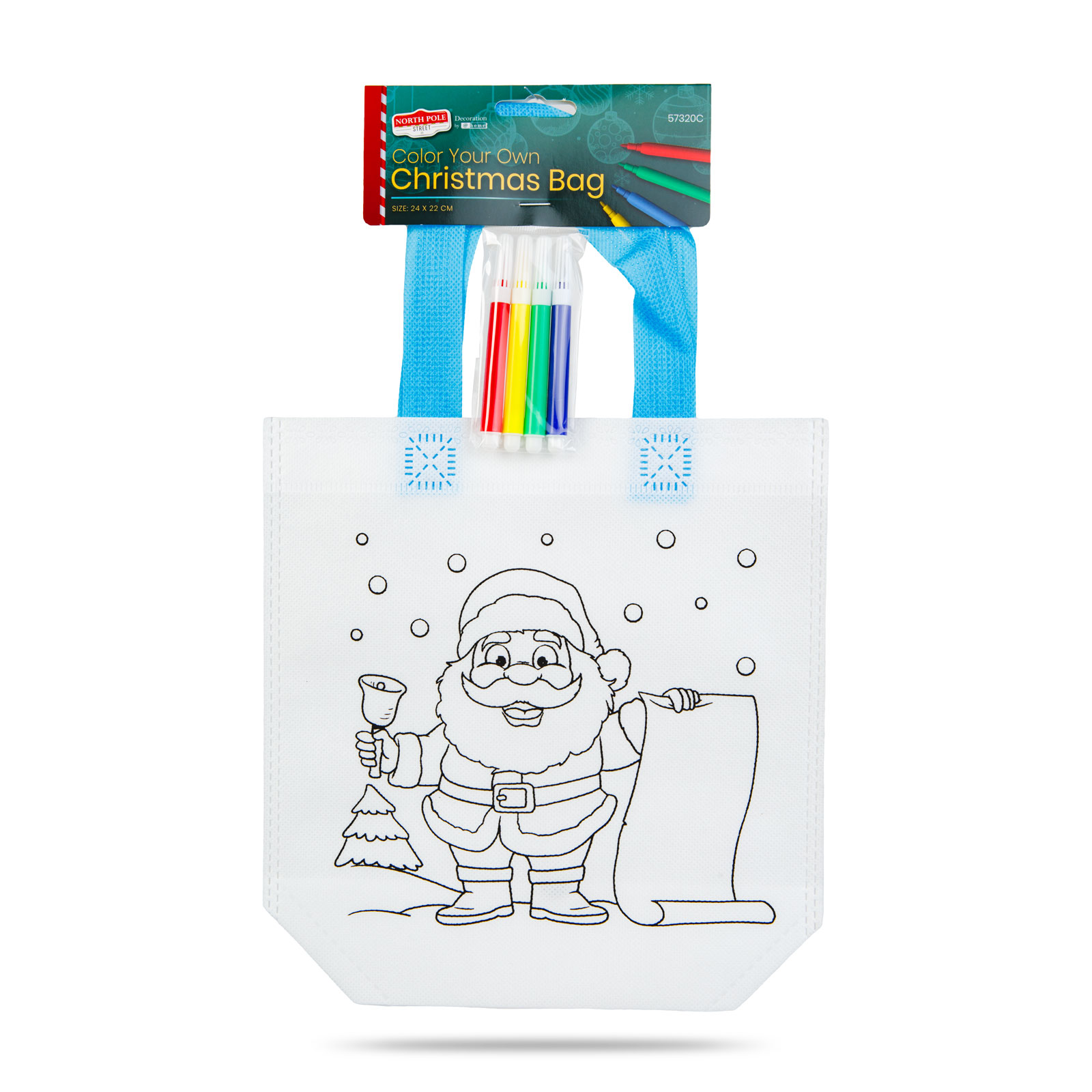 Geantă de colorat - de Crăciun - cu 4 carioci - 24 x 22 cm - 6 modele [5]