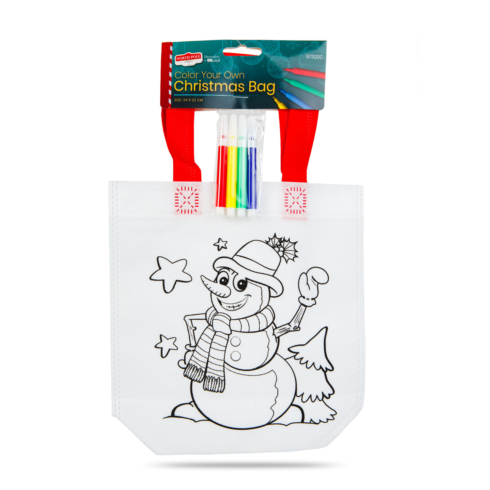 Geantă de colorat - de Crăciun - cu 4 carioci - 24 x 22 cm - 6 modele [6]