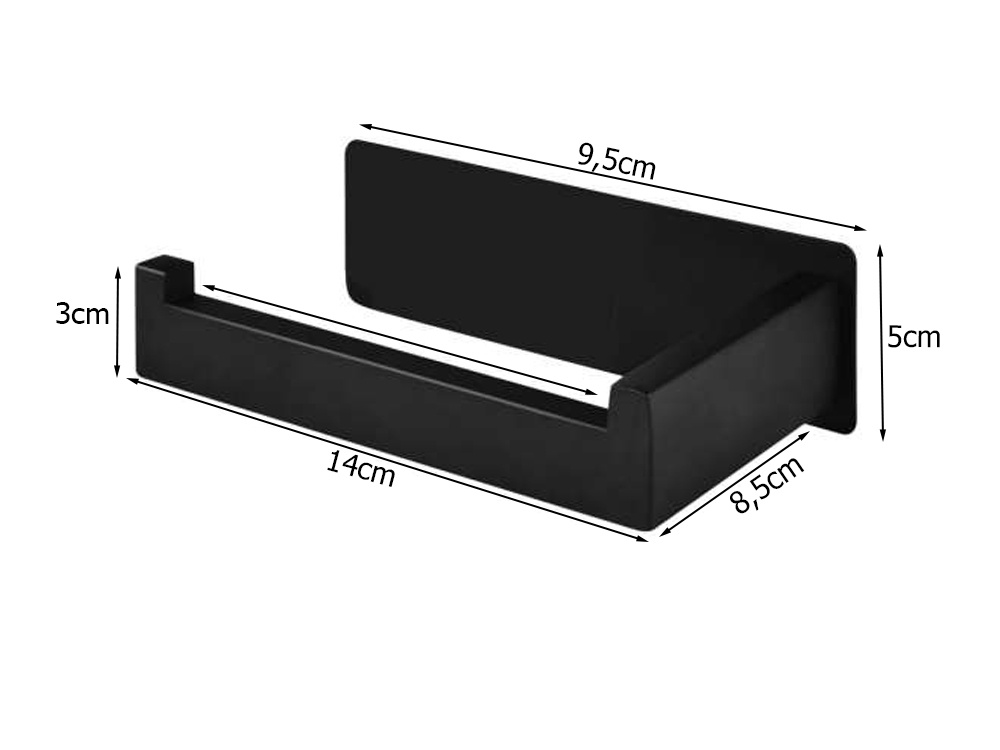 SUPORT HÂRTIE IGIENICĂ NEGRU MAT, OȚEL, FĂRĂ GĂURIRE, MODERN, PENTRU TOALETĂ, LOFT [6]