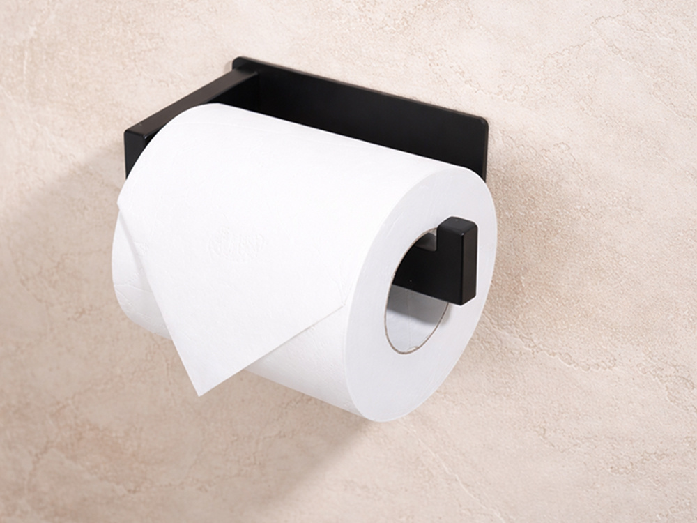 SUPORT HÂRTIE IGIENICĂ NEGRU MAT, OȚEL, FĂRĂ GĂURIRE, MODERN, PENTRU TOALETĂ, LOFT [7]