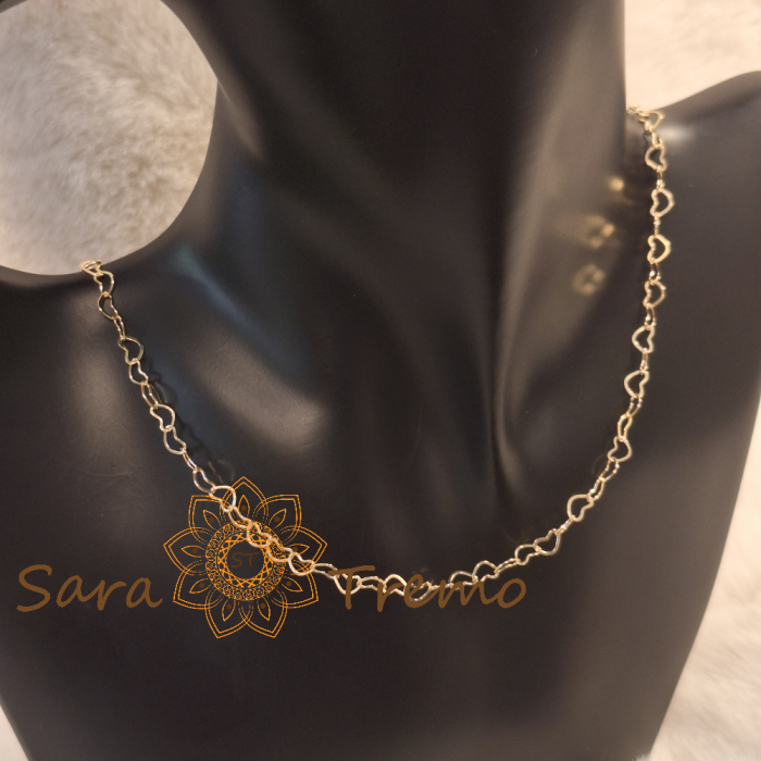 Lănțișor placat cu aur pentru femei – zale în formă de inimioară, 50 cm [1]