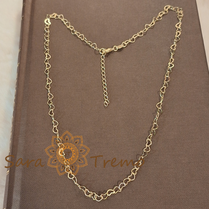 Lănțișor placat cu aur pentru femei – zale în formă de inimioară, 50 cm [3]