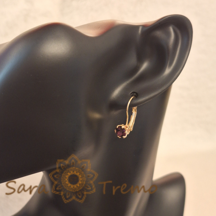 Cercei Clasici cu Cristal Zirconia Mic Mov Placați cu Aur 18K [5]