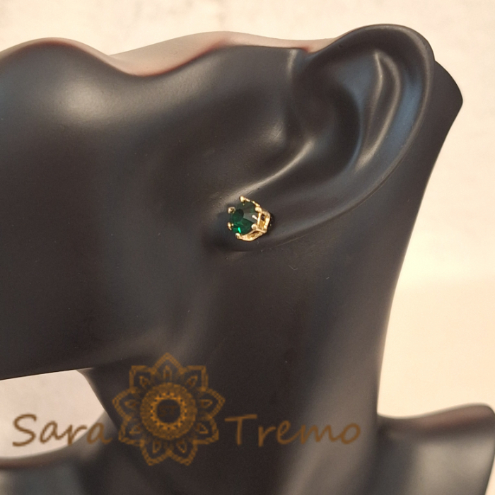 Cercei Placați pe Lobul Urechii cu Cristal Zirconia Verde și Prindere Fluturaș [5]