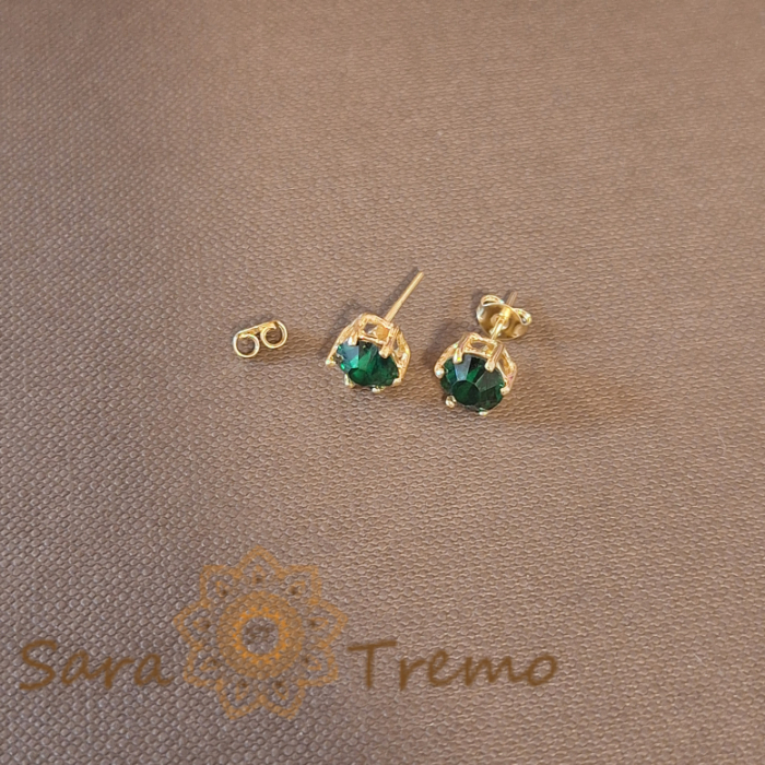 Cercei Placați pe Lobul Urechii cu Cristal Zirconia Verde și Prindere Fluturaș [2]