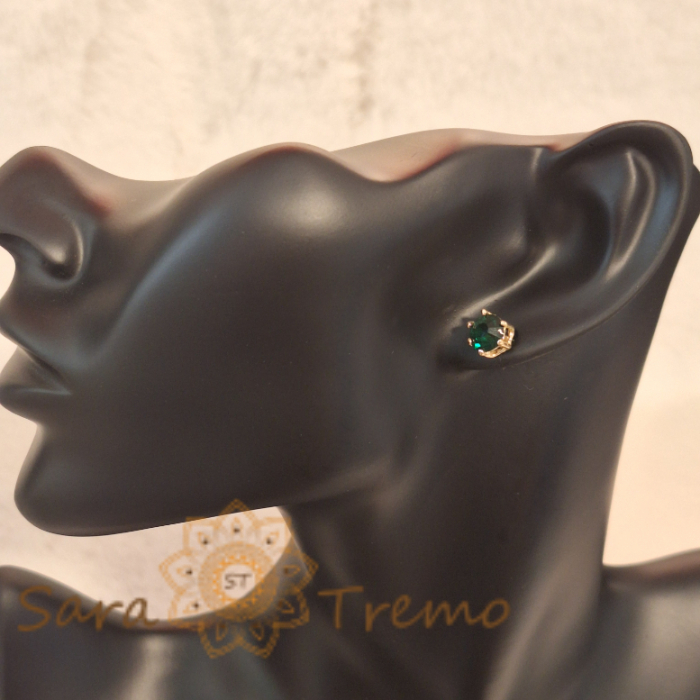 Cercei Placați pe Lobul Urechii cu Cristal Zirconia Verde și Prindere Fluturaș [4]