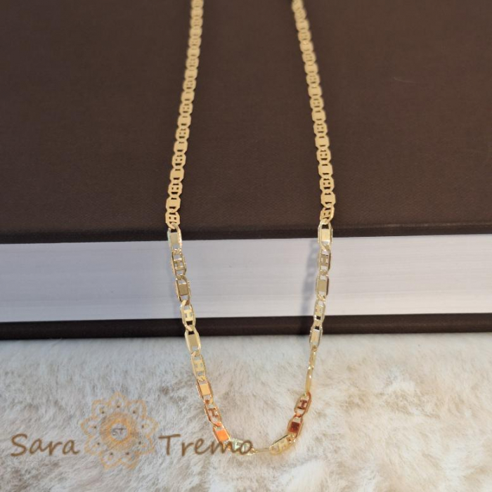 Lanț unisex placat cu aur, model sofisticat cu plăcuțe 1 cu 1, 50 cm [2]