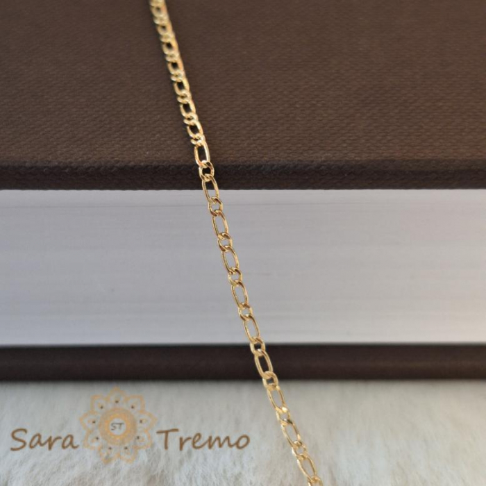 Lănțișor unisex placat cu aur 18K, model subtirel 1 cu 1, 50 cm [3]