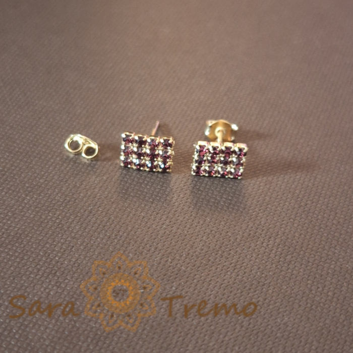 Cercei pe Lobul Urechii cu Cristale Zirconia Mov și Închidere Fluturaș [3]