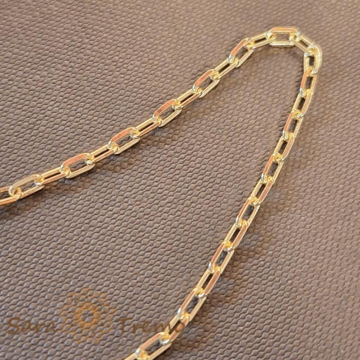 Brățară unisex placată cu aur 18K, model cu zale medii cubice, 19 cm [4]