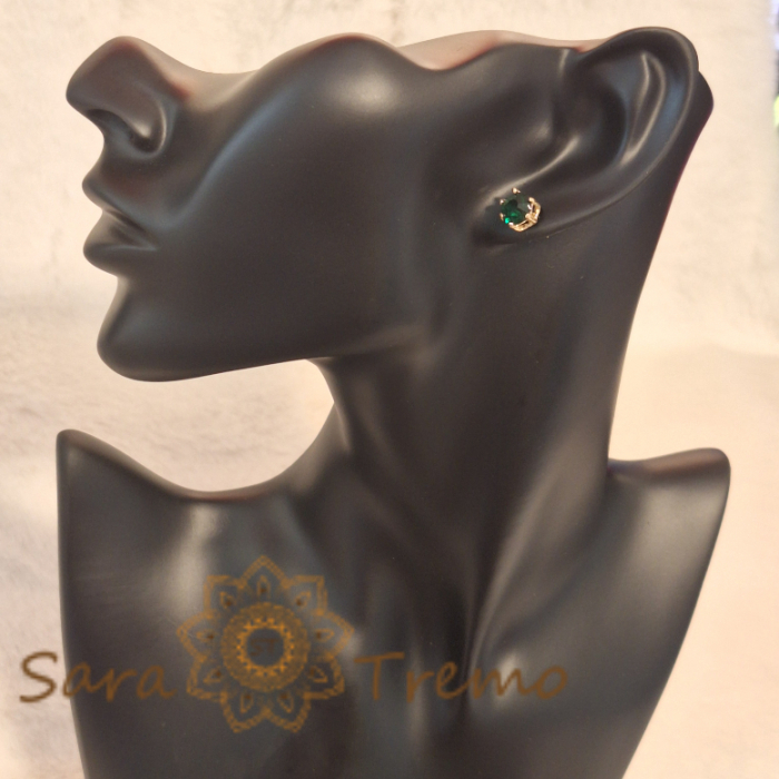 Cercei Placați pe Lobul Urechii cu Cristal Zirconia Verde și Prindere Fluturaș [3]