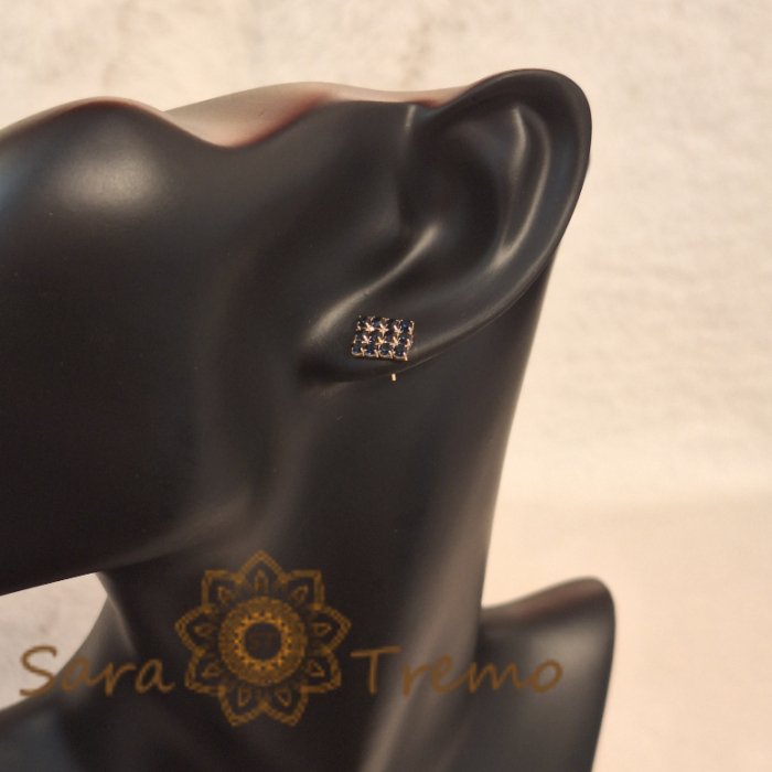 Cercei pe Lobul Urechii cu Cristale Zirconia Albastru-Ocean și Închidere Fluturaș [5]