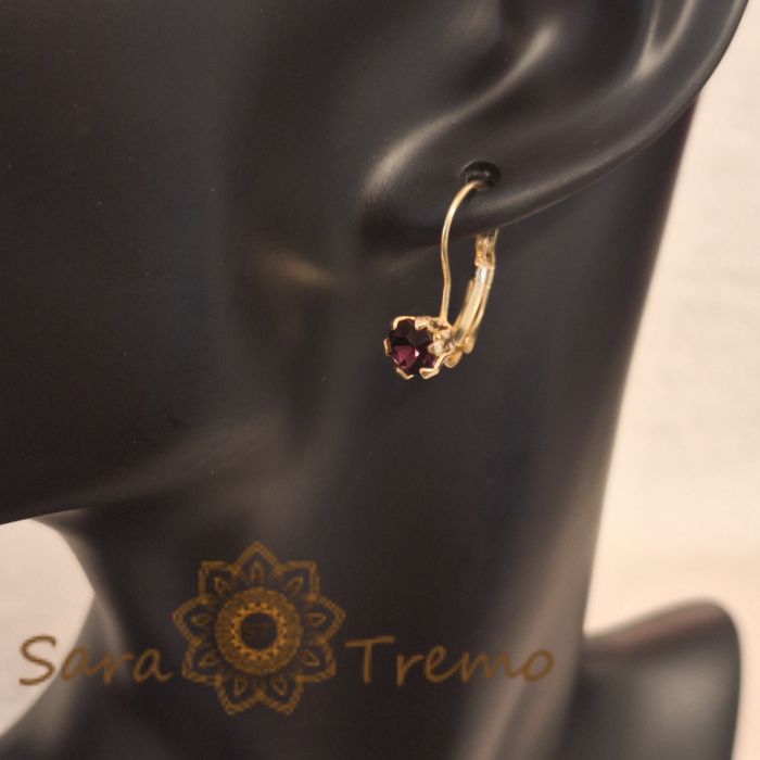 Cercei Clasici cu Cristal Zirconia Mic Mov Placați cu Aur 18K [6]