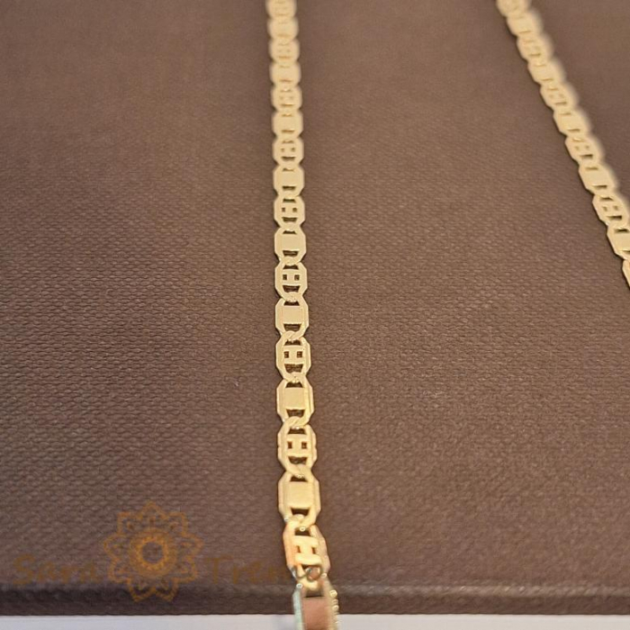 Lanț unisex placat cu aur, model sofisticat cu plăcuțe 1 cu 1, 50 cm [3]