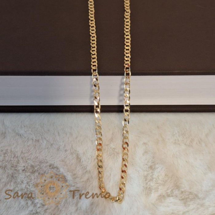 Lanț unisex placat cu aur, model clasic, 60 cm [5]