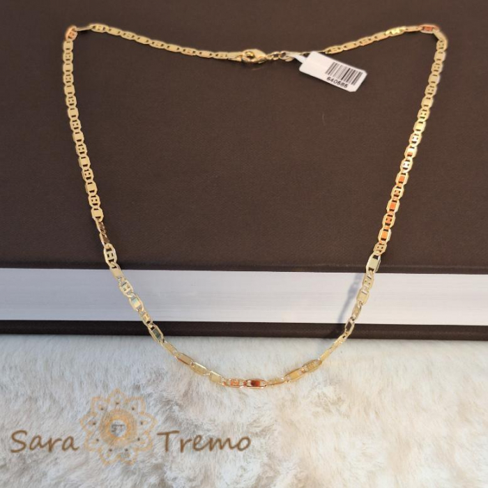 Lanț unisex placat cu aur, model sofisticat cu plăcuțe 1 cu 1, 50 cm [4]