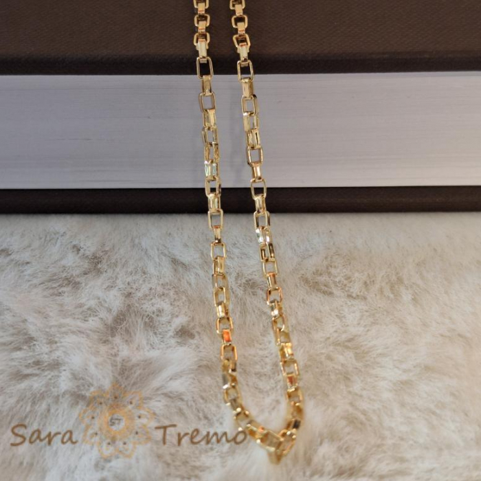 Lant unisex placat cu aur, model cu zale cubice, 50 cm [8]