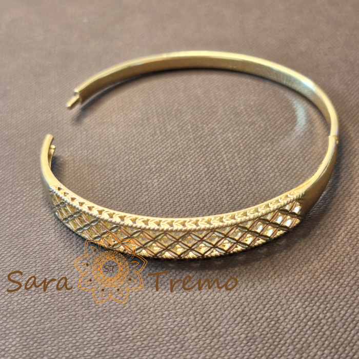 Bratara Regina Dantela – fixa, filigran delicat, latime 8 mm, placata aur 14K [5]