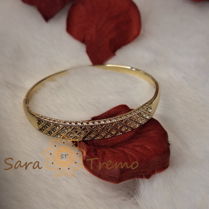 Bratara Regina Dantela – fixa, filigran delicat, latime 8 mm, placata aur 14K [8]