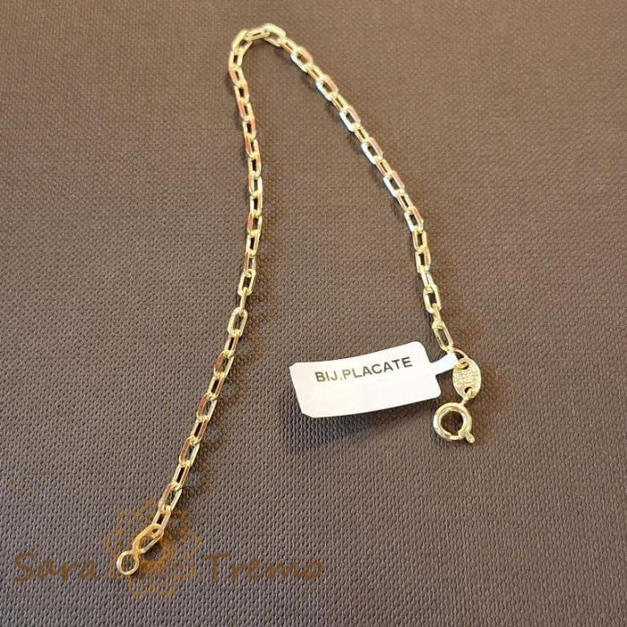 Brățară unisex placată cu aur 18K, model cu zale medii cubice, 19 cm [2]