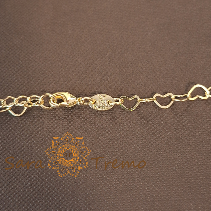 Lănțișor placat cu aur pentru femei – zale în formă de inimioară, 50 cm [5]