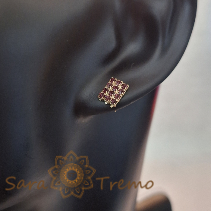 Cercei pe Lobul Urechii cu Cristale Zirconia Mov și Închidere Fluturaș [7]