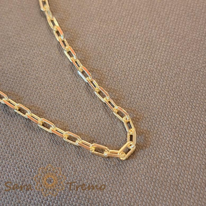 Brățară unisex placată cu aur 18K, model cu zale medii cubice, 19 cm [3]