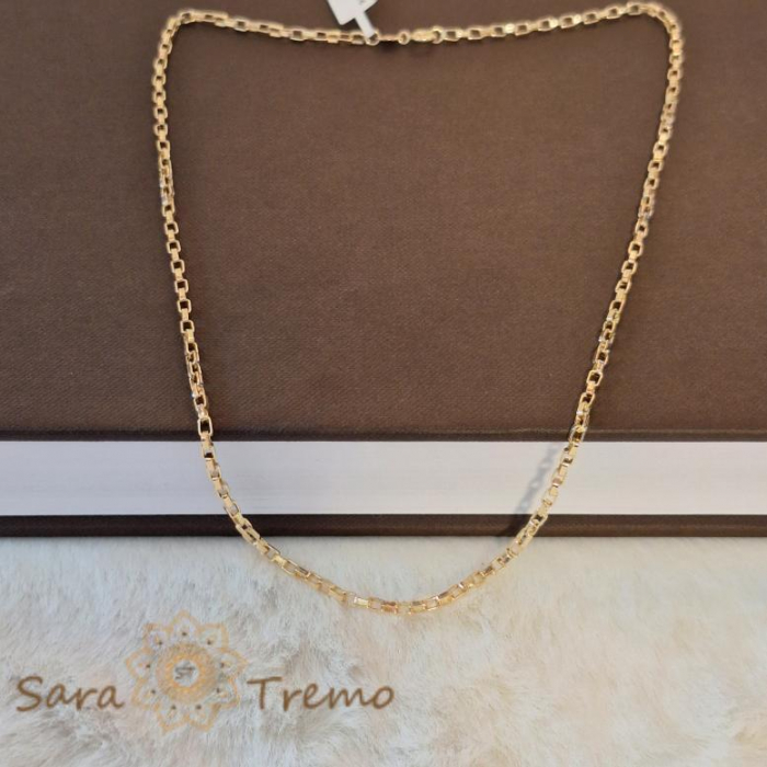 Lant unisex placat cu aur, model cu zale cubice, 50 cm [3]