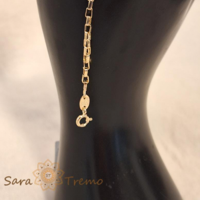 Brățară unisex placată cu aur 18K, model nou cu zale mari cubice, 19 cm [5]