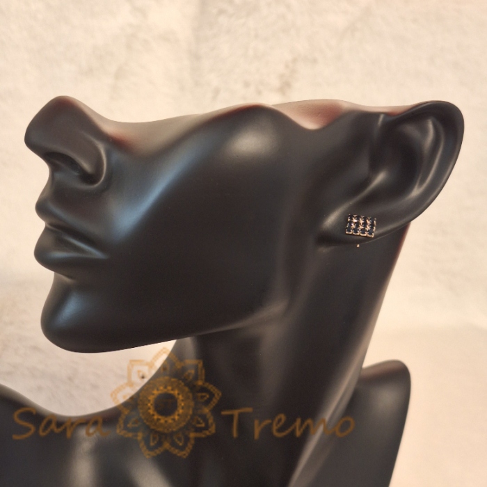 Cercei pe Lobul Urechii cu Cristale Zirconia Albastru-Ocean și Închidere Fluturaș [4]