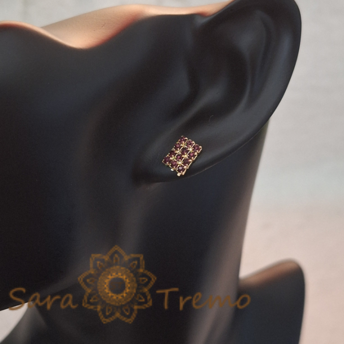 Cercei pe Lobul Urechii cu Cristale Zirconia Mov și Închidere Fluturaș [6]