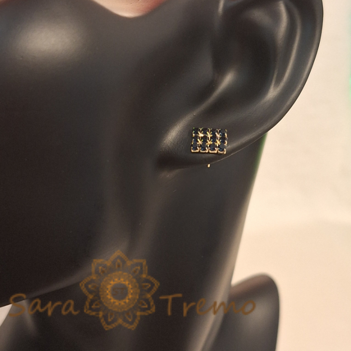 Cercei pe Lobul Urechii cu Cristale Zirconia Albastru-Ocean și Închidere Fluturaș [6]