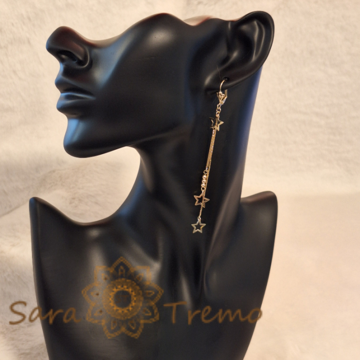 Cercei Placați Romantici și Jucăuși cu Lanțuri și Charmuri Steluțe - 9 cm [4]