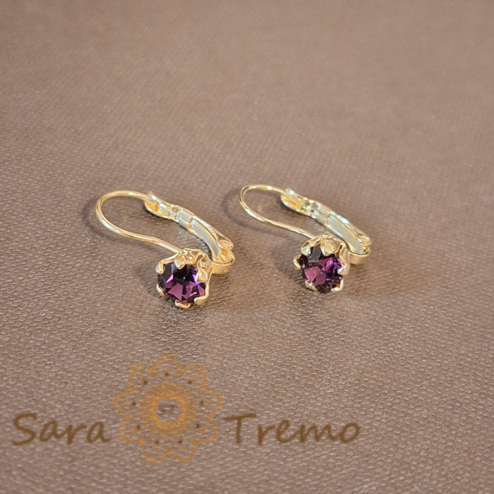 Cercei Clasici cu Cristal Zirconia Mic Mov Placați cu Aur 18K [1]