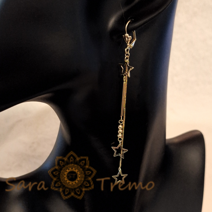 Cercei Placați Romantici și Jucăuși cu Lanțuri și Charmuri Steluțe - 9 cm [6]