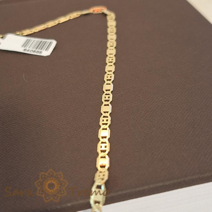 Lanț unisex placat cu aur, model sofisticat cu plăcuțe 1 cu 1, 50 cm [5]