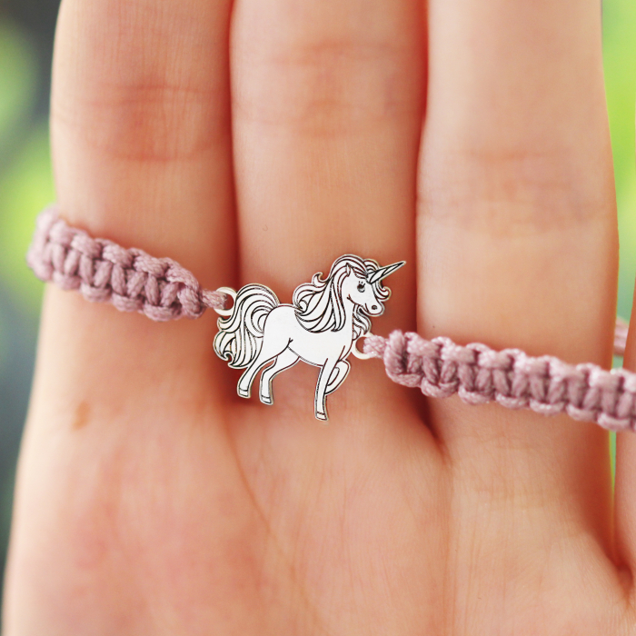 Bratara snur impletit si unicorn din argint 925 placat cu aur roz [4]