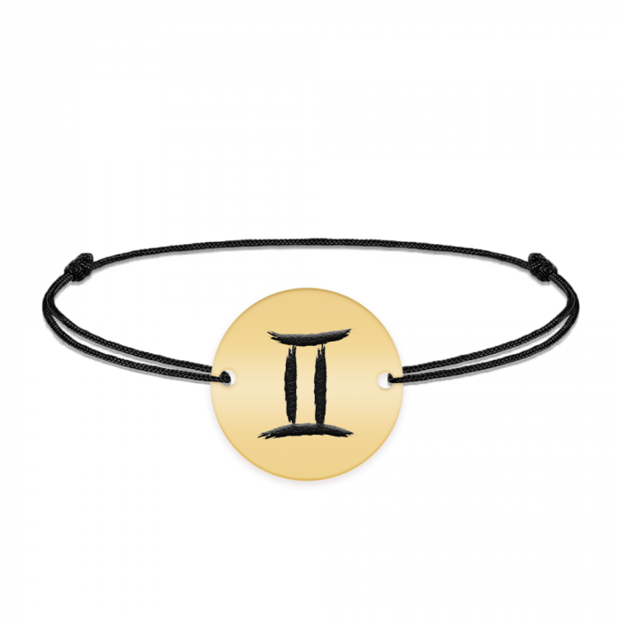 Amelie - Bratara personalizata snur banut cu semn zodiacal din argint 925 placat cu aur galben 24K [4]