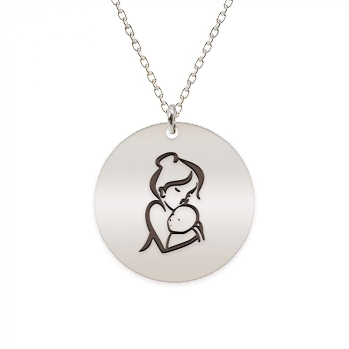 Lantisor gravat mami + bebe + data de nastere - argint 925 [2]